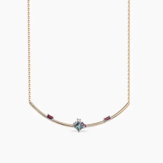 0.64 CT Ruby, Green Sapphire and Diamond Pendant - 2
