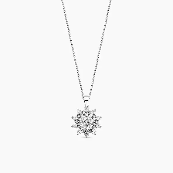 0.60 CT Baguette Cut Diamond White Gold Necklace - 2