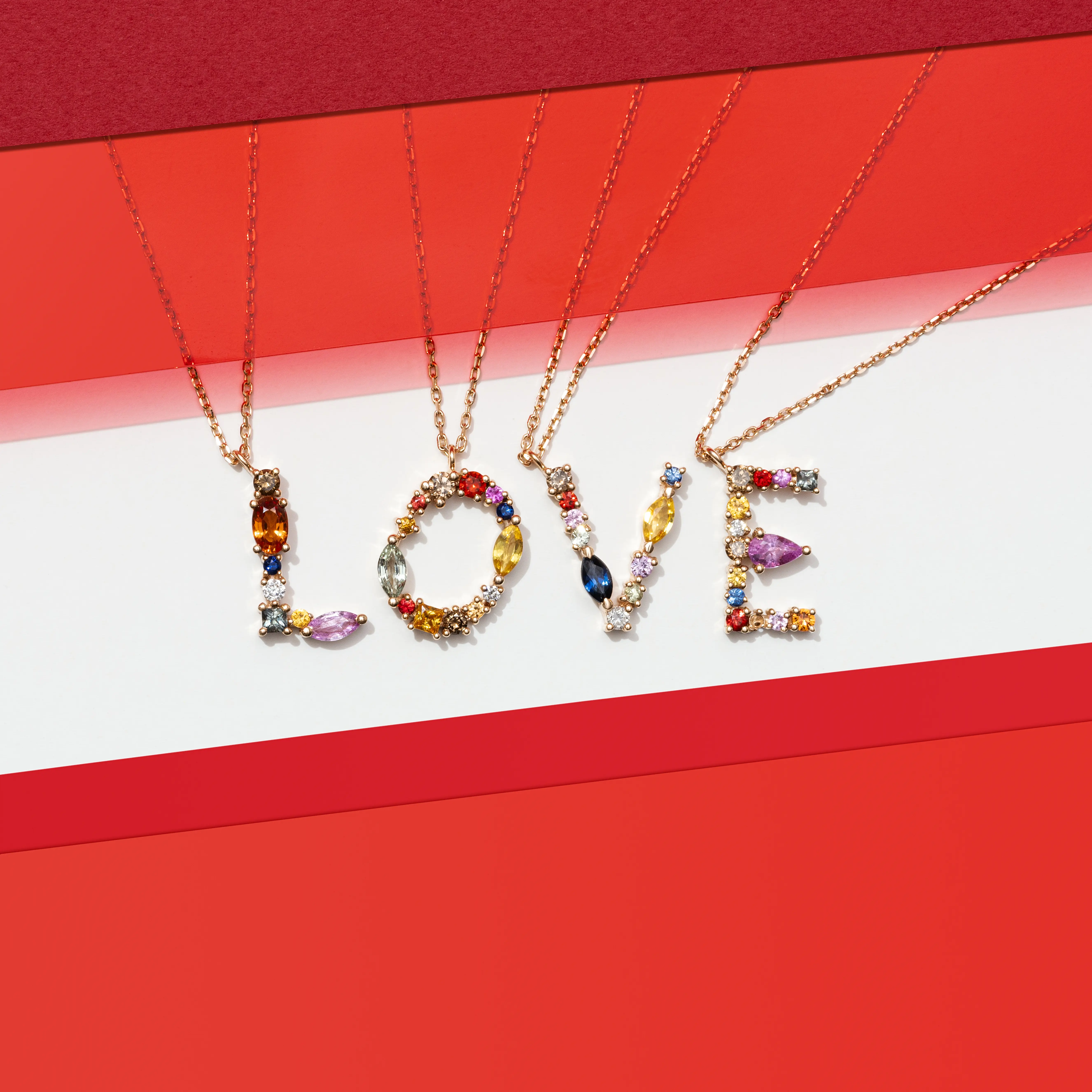 0.72 CT Brown Diamond and Multicolor Sapphire O Letter Pendant - 3