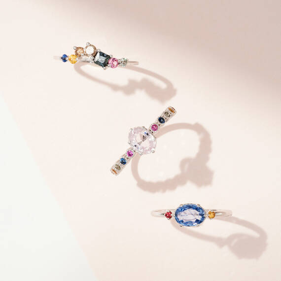 0.62 CT Multicolor Sapphire and Brown Diamond White Gold Ring - 5