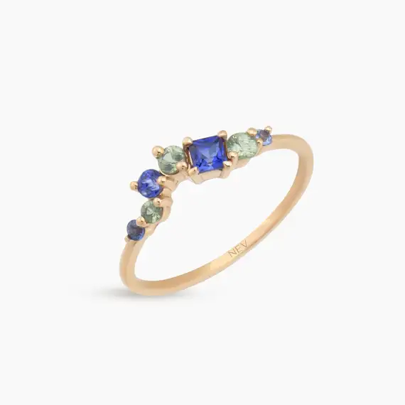 0.62 CT Multicolor Sapphire Diamond Rose Gold Ring - 2