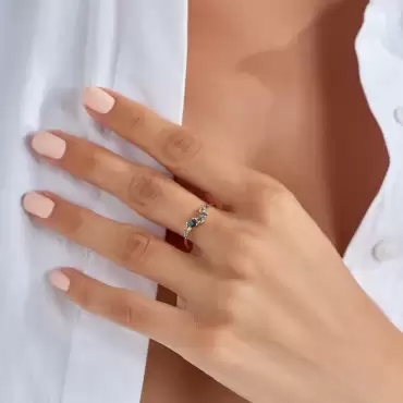 0.62 CT Multicolor Sapphire Yellow Gold Ring - Nev Jewellery (1)