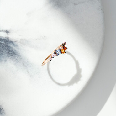 0.63 CT Multicolor Sapphire and Brown Diamond Rose Gold Ring - Nev Jewellery (1)