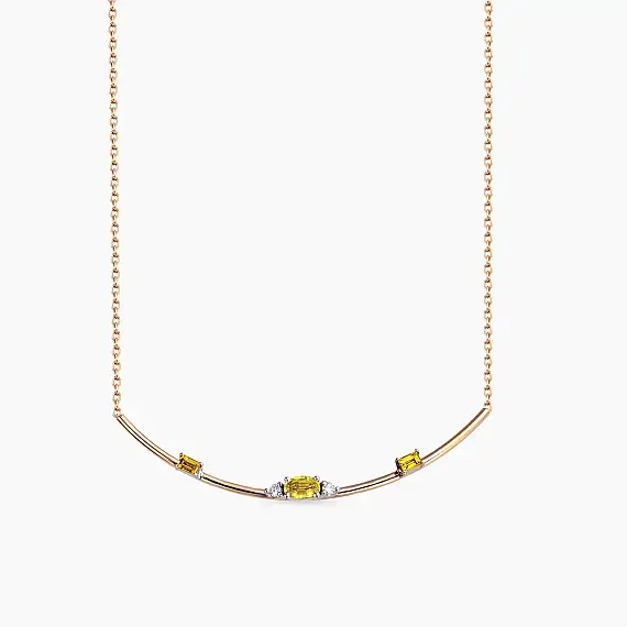 0.63 CT Yellow Sapphire and Diamond Pendant - 2
