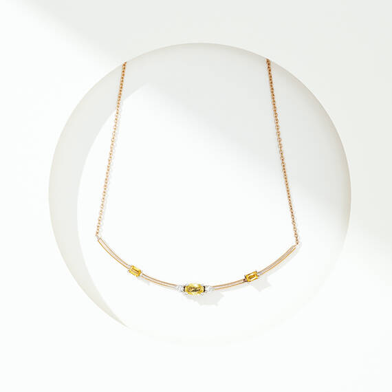 0.63 CT Yellow Sapphire and Diamond Pendant - 4