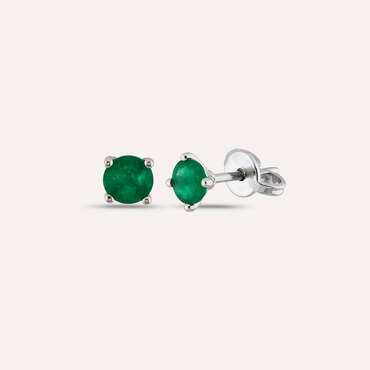 0.65 CT Emerald Solitaire White Gold Earring - Nev Jewellery