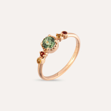 0.65 CT Multicolor Sapphire Rose Gold Ring - Nev Jewellery