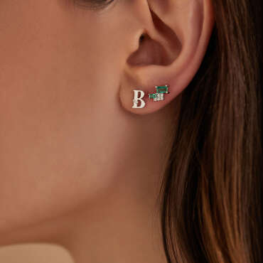 0.66 CT Baguette Cut Emerald White Gold Earring - Nev Jewellery (1)