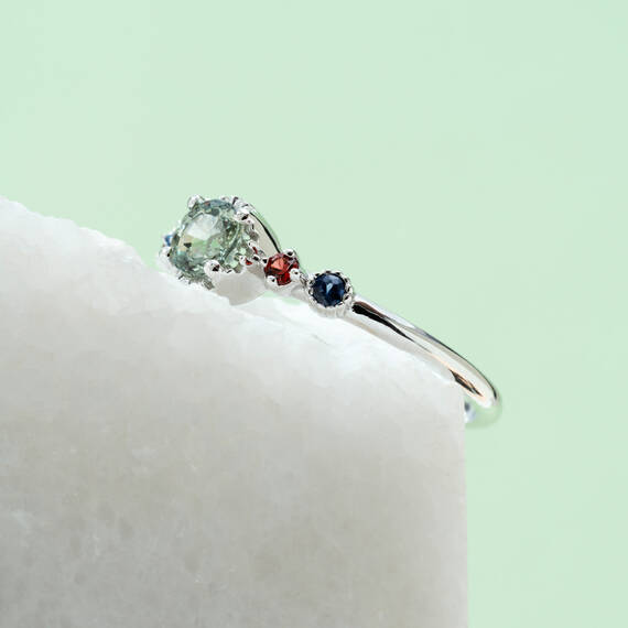 0.67 CT Multicolor Sapphire White Gold Ring - 2