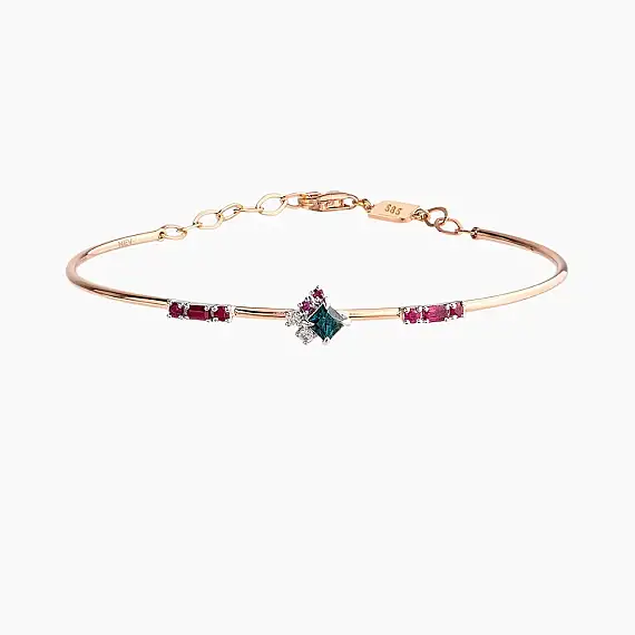 0.76 CT Ruby, Green Sapphire and Diamond Bracelet - 2