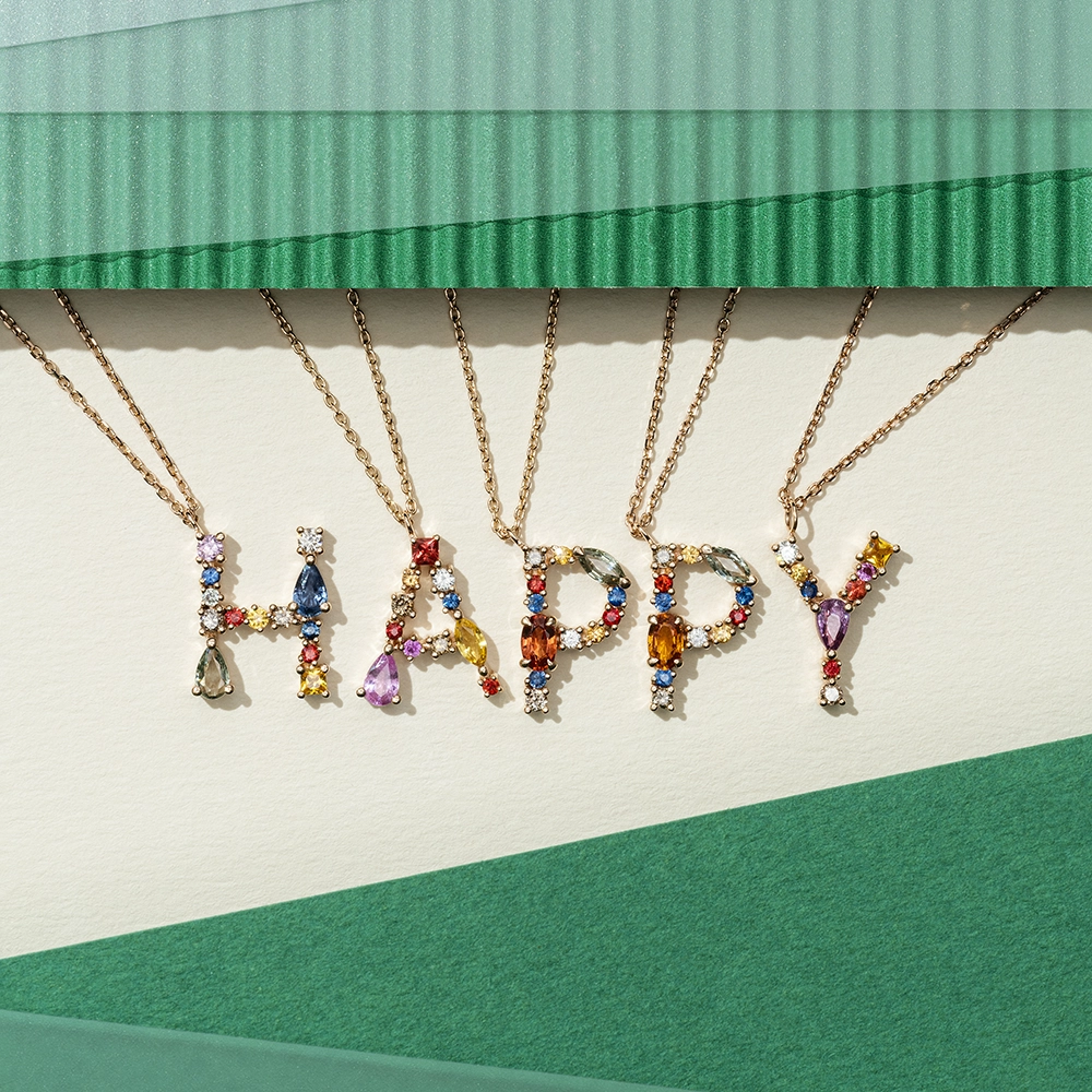 0.78 CT Brown Diamond and Multicolor Sapphire P Letter Pendant - 4