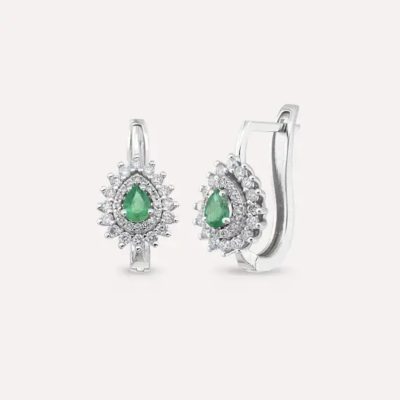 0.69 CT Emerald and Diamond White Gold Anturage Earring - 1
