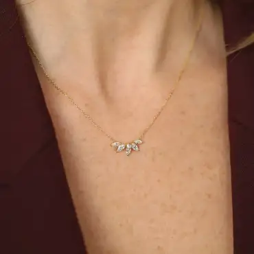 0.73 CT Marquise Cut Diamond Yellow Gold Necklace - Nev Jewellery (1)