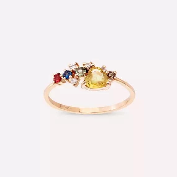 Zoya 0.88 CT Multicolor Sapphire and Brown Diamond Rose Gold Ring - 2