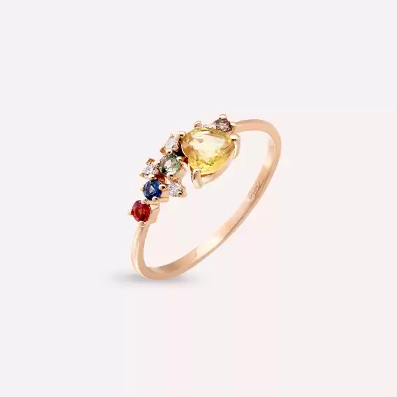 Zoya 0.88 CT Multicolor Sapphire and Brown Diamond Rose Gold Ring - 4