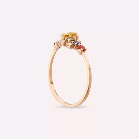 Zoya 0.88 CT Multicolor Sapphire and Brown Diamond Rose Gold Ring - 6