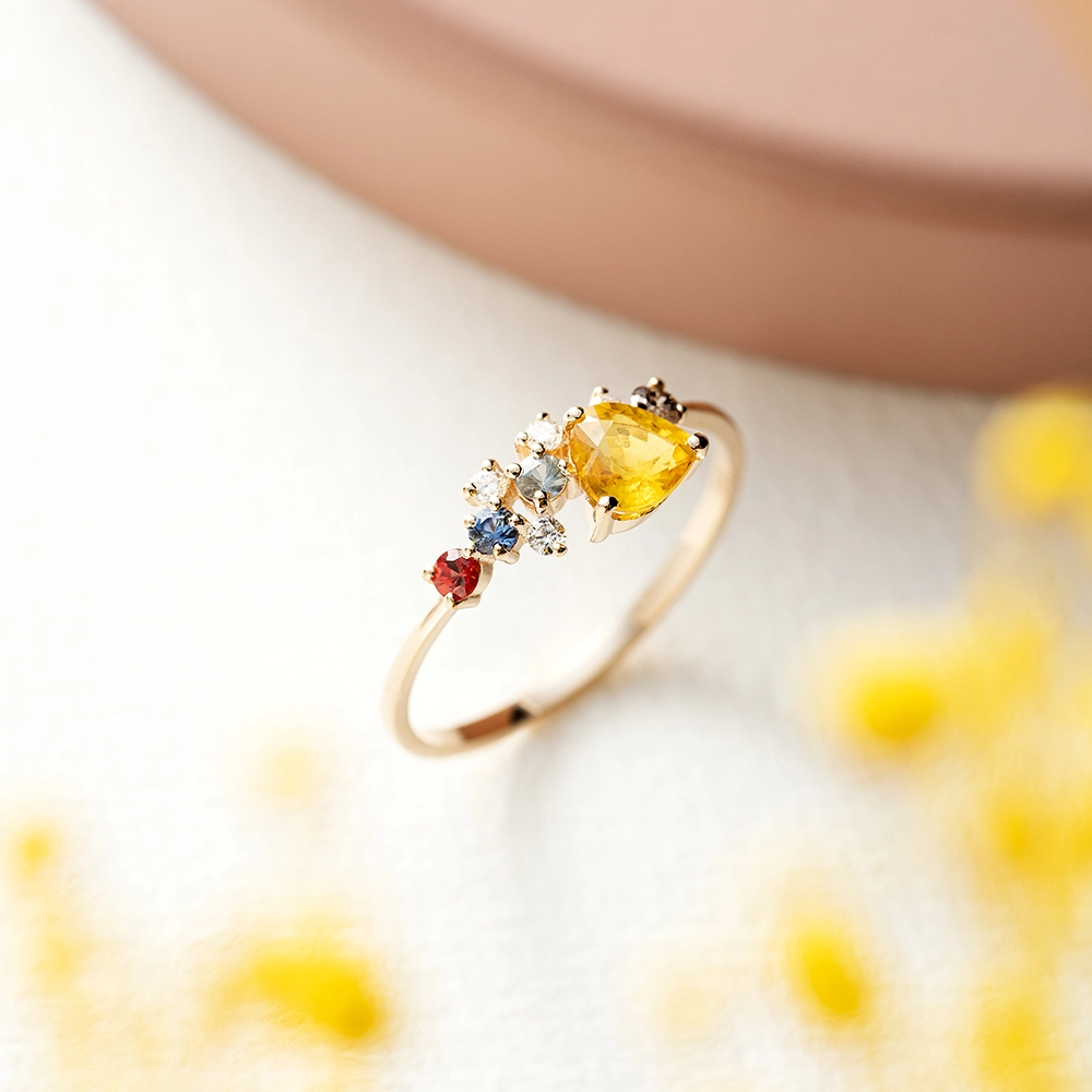 Zoya 0.88 CT Multicolor Sapphire and Brown Diamond Rose Gold Ring - 1