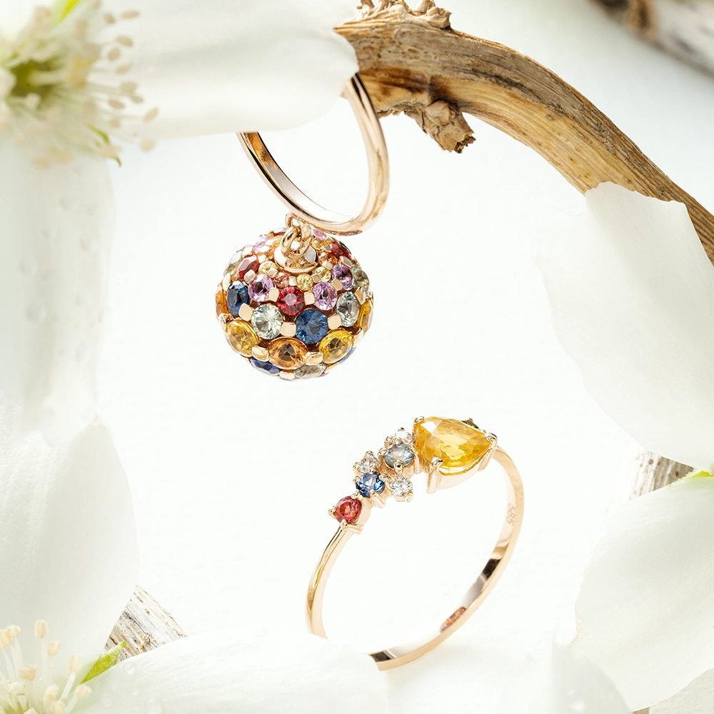 Zoya 0.88 CT Multicolor Sapphire and Brown Diamond Rose Gold Ring - 7