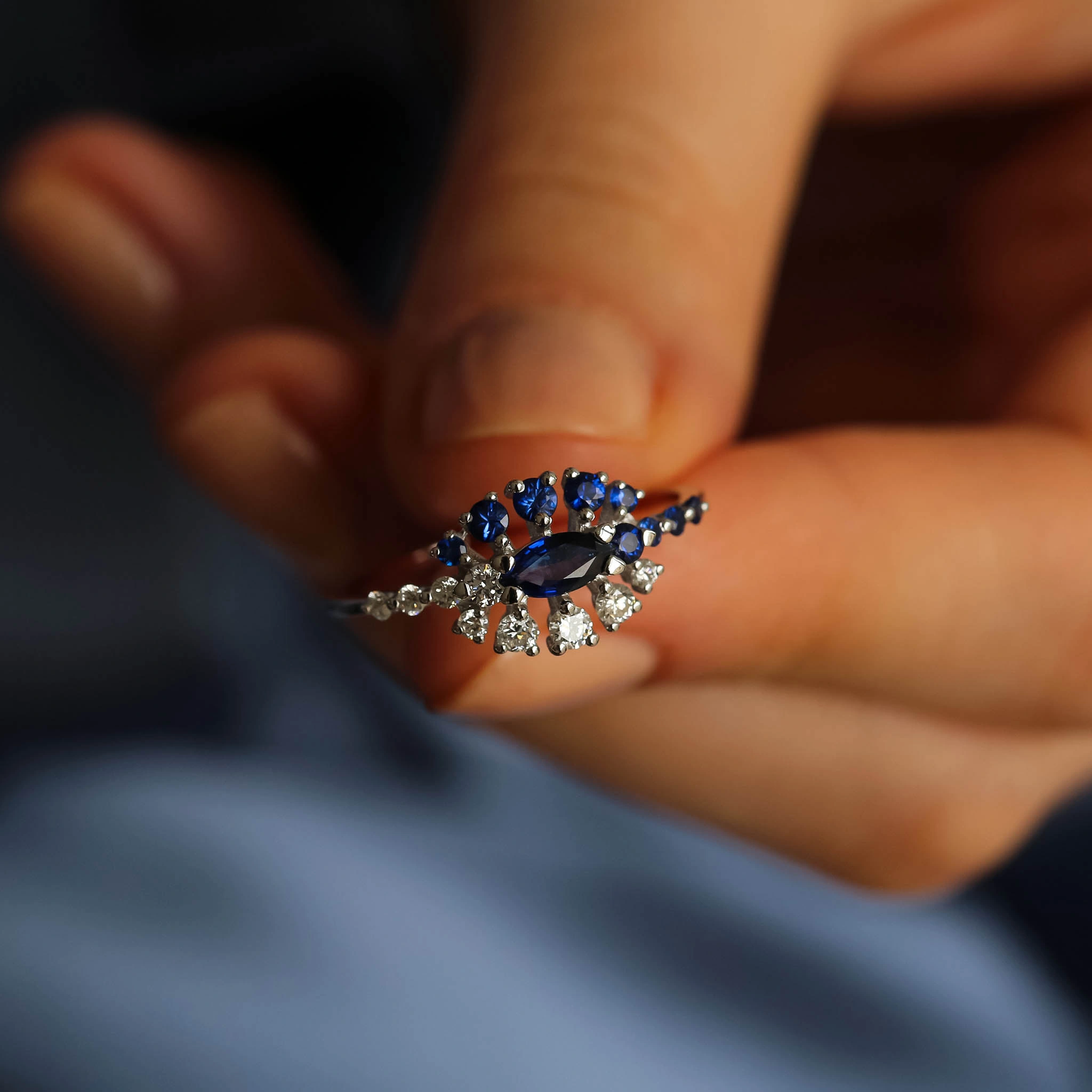 0.74 CT Sapphire and Diamond Ring - 3