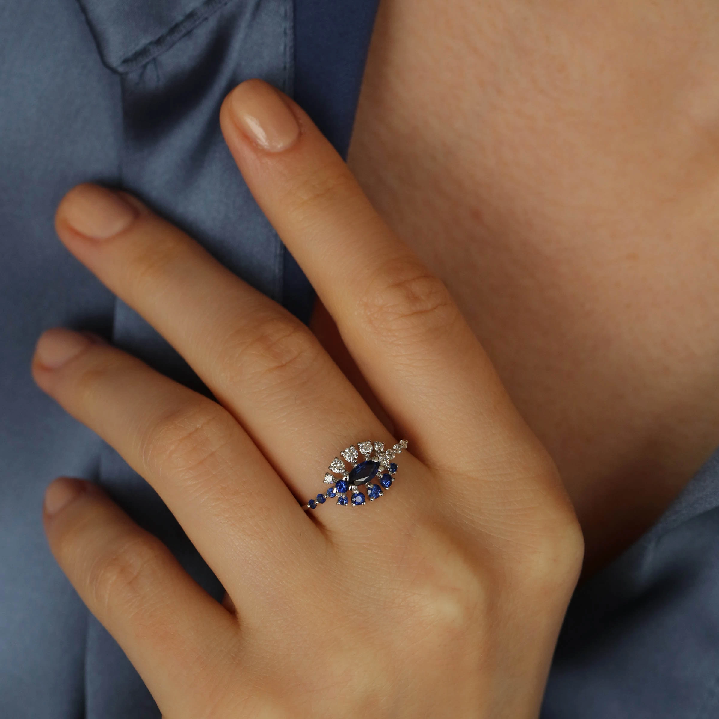 0.74 CT Sapphire and Diamond Ring - 2