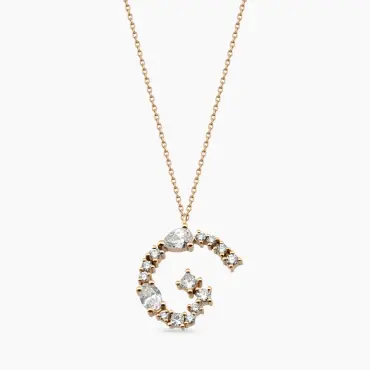 0.75 CT Oval and Pear Cut Diamond Rose Gold G Letter Necklace - Nev Jewellery (1)