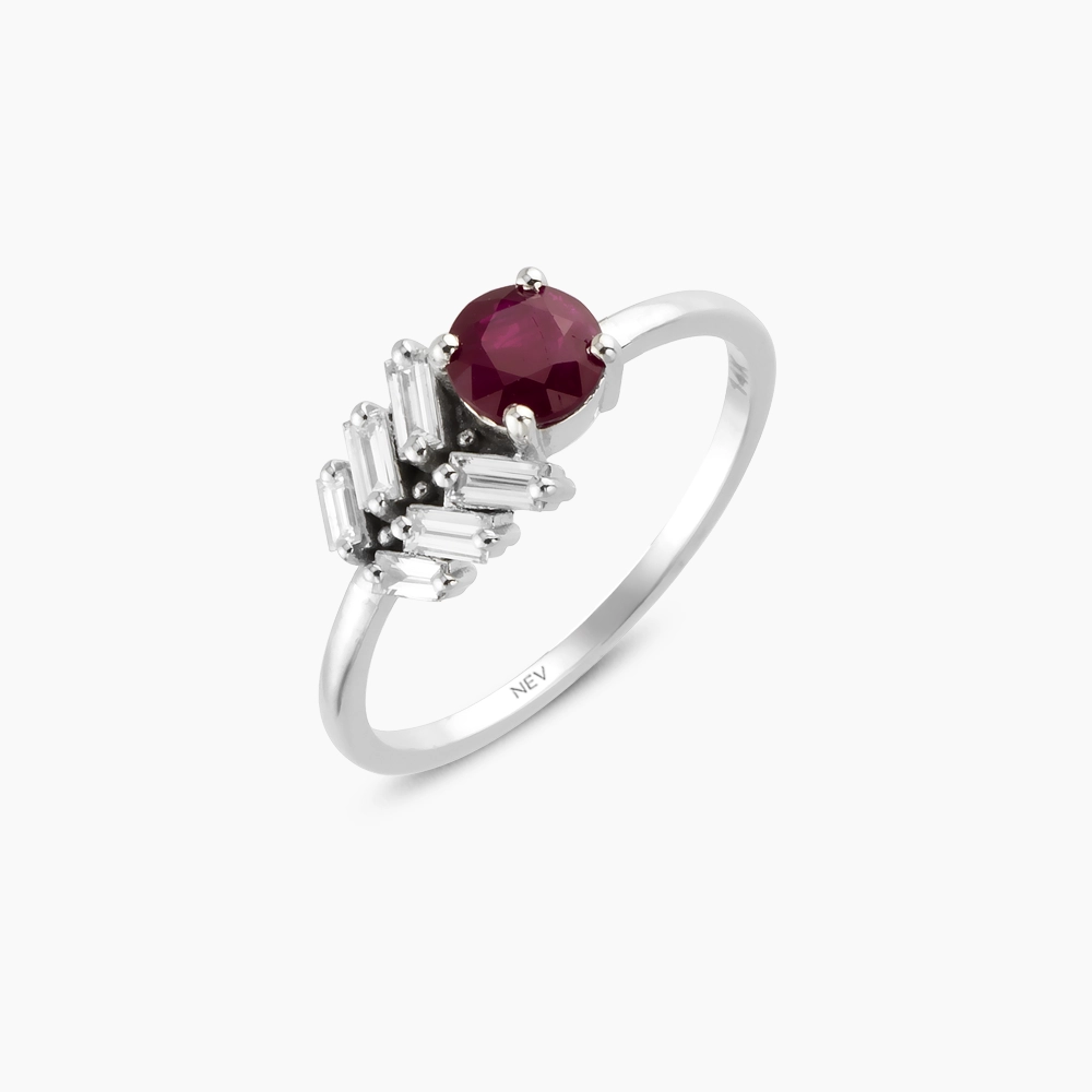 0.90 CT Ruby and Diamond White Gold Ring - 4