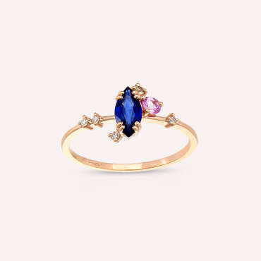 0.74 CT Sapphire and Diamond Rose Gold Ring - Nev Jewellery