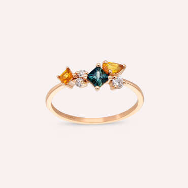 Lily 0.81 CT Multicolor Sapphire and Diamond Rose Gold Ring - Nev Jewellery