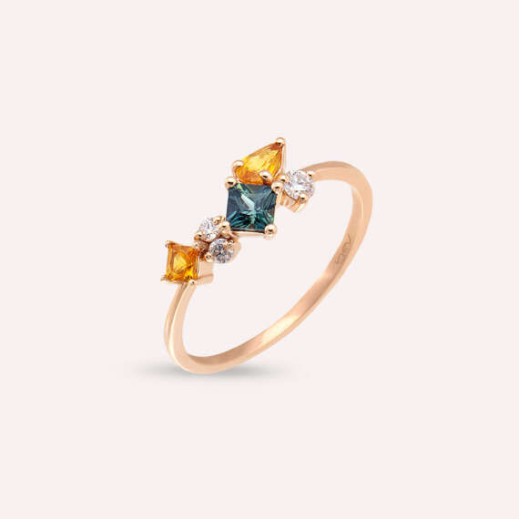 Lily 0.81 CT Multicolor Sapphire and Diamond Rose Gold Ring - 3