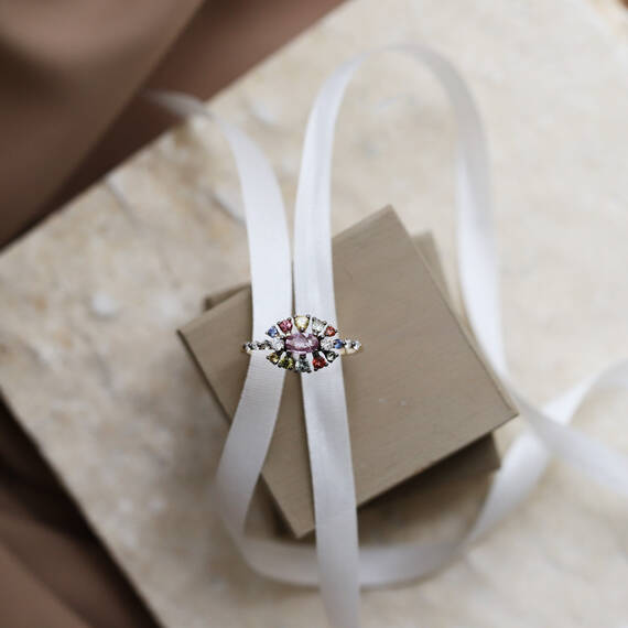 0.90 CT Multicolor Sapphire Rose Gold Ring - 5