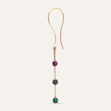 0.82 CT Black Diamond, Ruby and Emerald Long Single Earring - Nev Jewellery