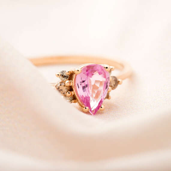 0.69 CT Multicolor Sapphire and Brown Diamond Ring - 1