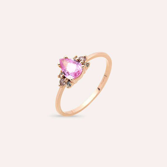 0.69 CT Multicolor Sapphire and Brown Diamond Ring - 3