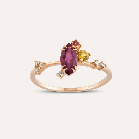 1.05 CT Multicolor Sapphire, Ruby and Diamond Ring - 1