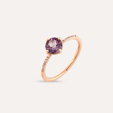 0.84 CT Amethyst and Diamond Rose Gold Ring - Nev Jewellery (1)