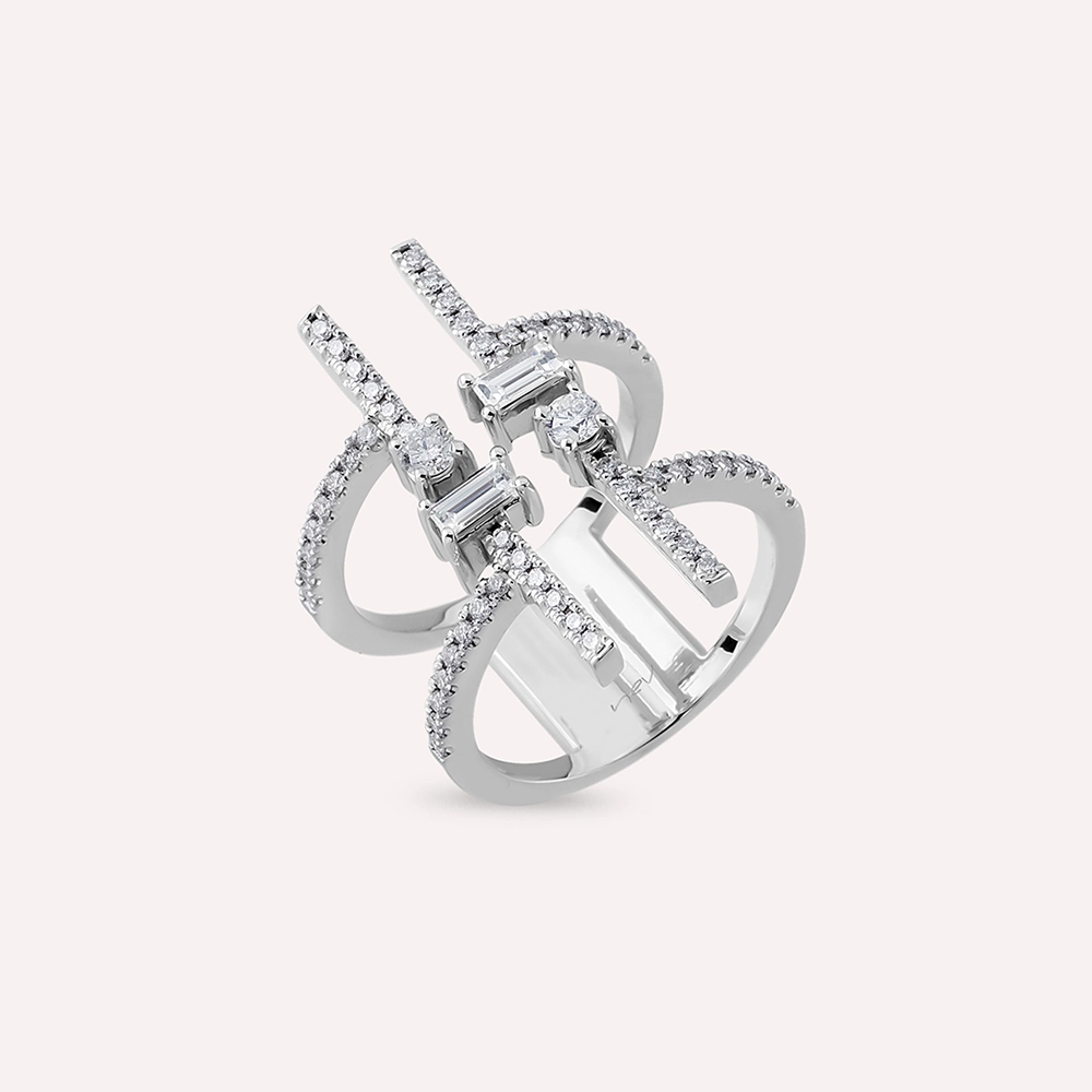 0.87 CT Baguette Cut Diamond White Gold Ring - Nev Jewellery (1)