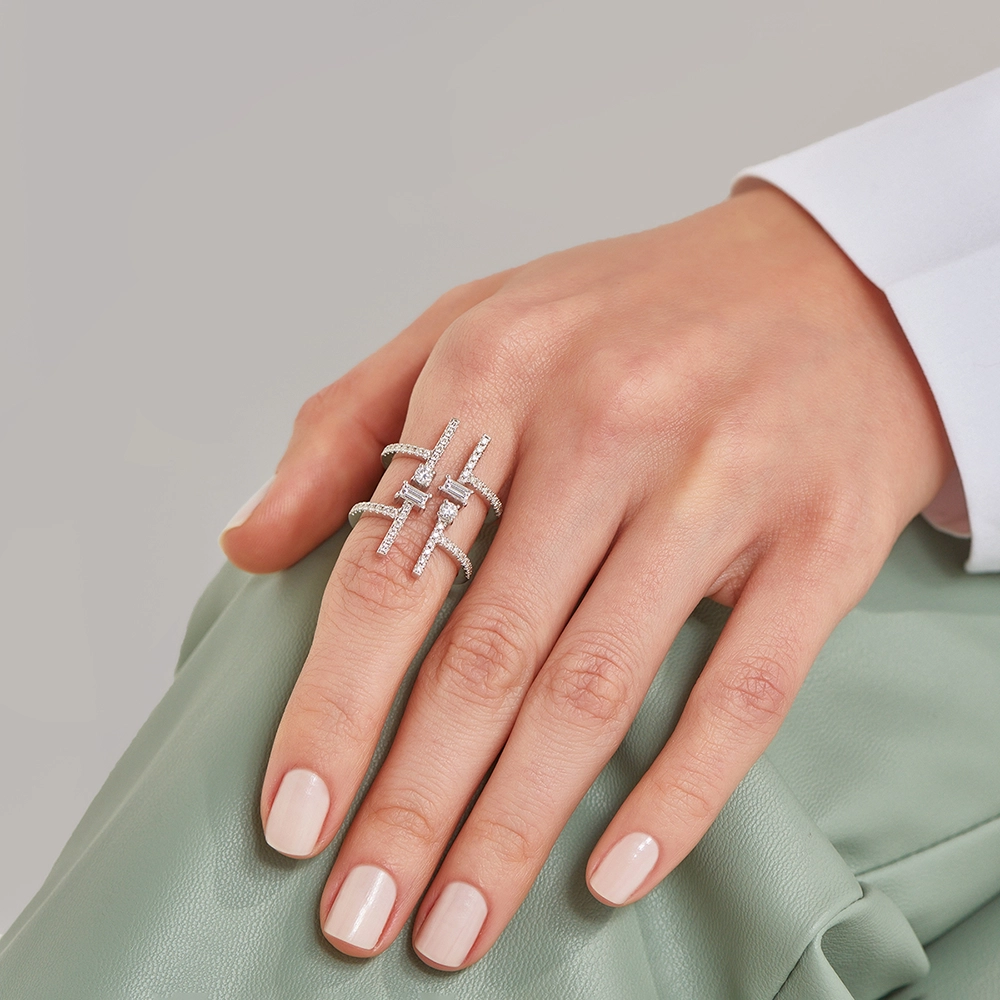 0.87 CT Baguette Cut Diamond White Gold Ring - Nev Jewellery (1)