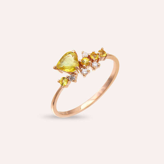Zoya 0.63 CT Yellow Sapphire and Diamond Rose Gold Ring - 3