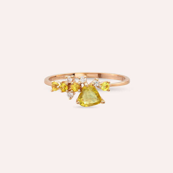 Zoya 0.63 CT Yellow Sapphire and Diamond Rose Gold Ring - 4
