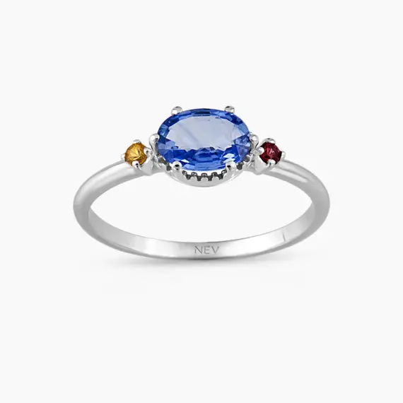 1.13 CT Multicolor Sapphire White Gold Ring - 1