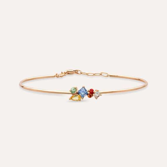 0.96 CT Multicolor Sapphire Rose Gold Bracelet - 1