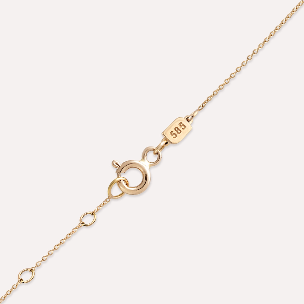 0.97 CT Diamond and Pear Cut Emerald Rose Gold Necklace - 6