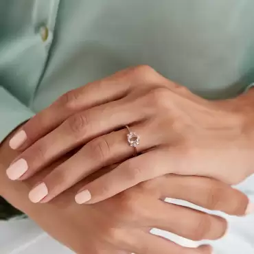 0.86 CT White Sapphire and Diamond Rose Gold Ring - Nev Jewellery (1)