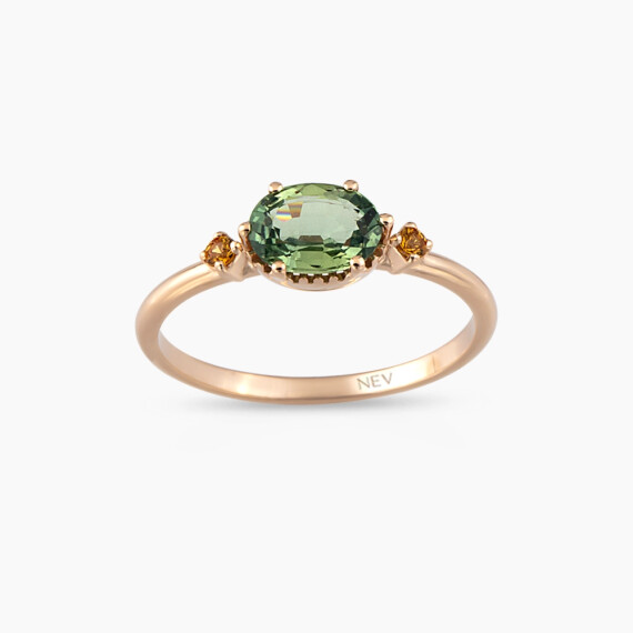 1.06 CT Multicolor Sapphire Rose Gold Ring - Nev Jewellery