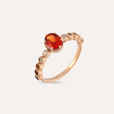 1.26 CT Multicolor Sapphire and Diamond Rose Gold Ring - Nev Jewellery