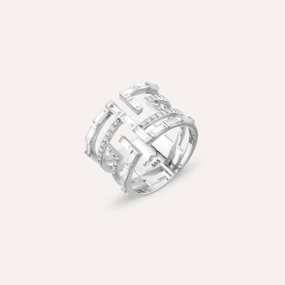 1.30 CT Baguette Cut Diamond White Gold Ring - 4