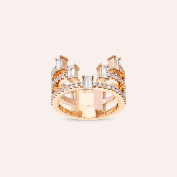 1.00 CT Baguette Cut Dimaond Rose Gold Ring - 3