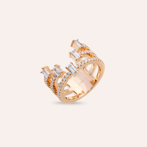 1.00 CT Baguette Cut Dimaond Rose Gold Ring - 5