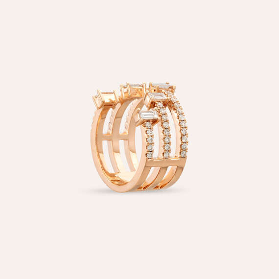 1.00 CT Baguette Cut Dimaond Rose Gold Ring - 7