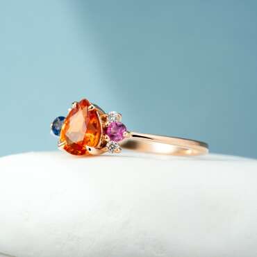 1.01 CT Multicolor Sapphire and Diamond Rose Gold Ring - Nev Jewellery